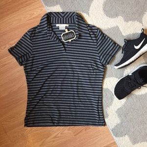 Nike Golf black and white striped polo